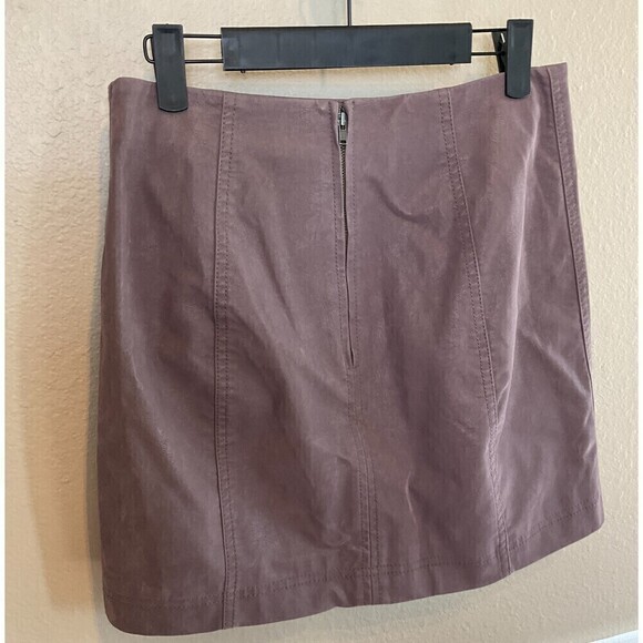 Free People Mauve Pencil Mini Skirt Size 4 Vegan Suede Leather Academia U3 - Picture 7 of 12